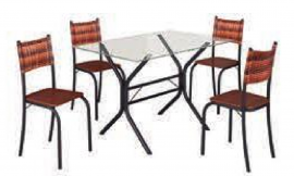 mesa salta incolor preto marrom 4 cadeiras